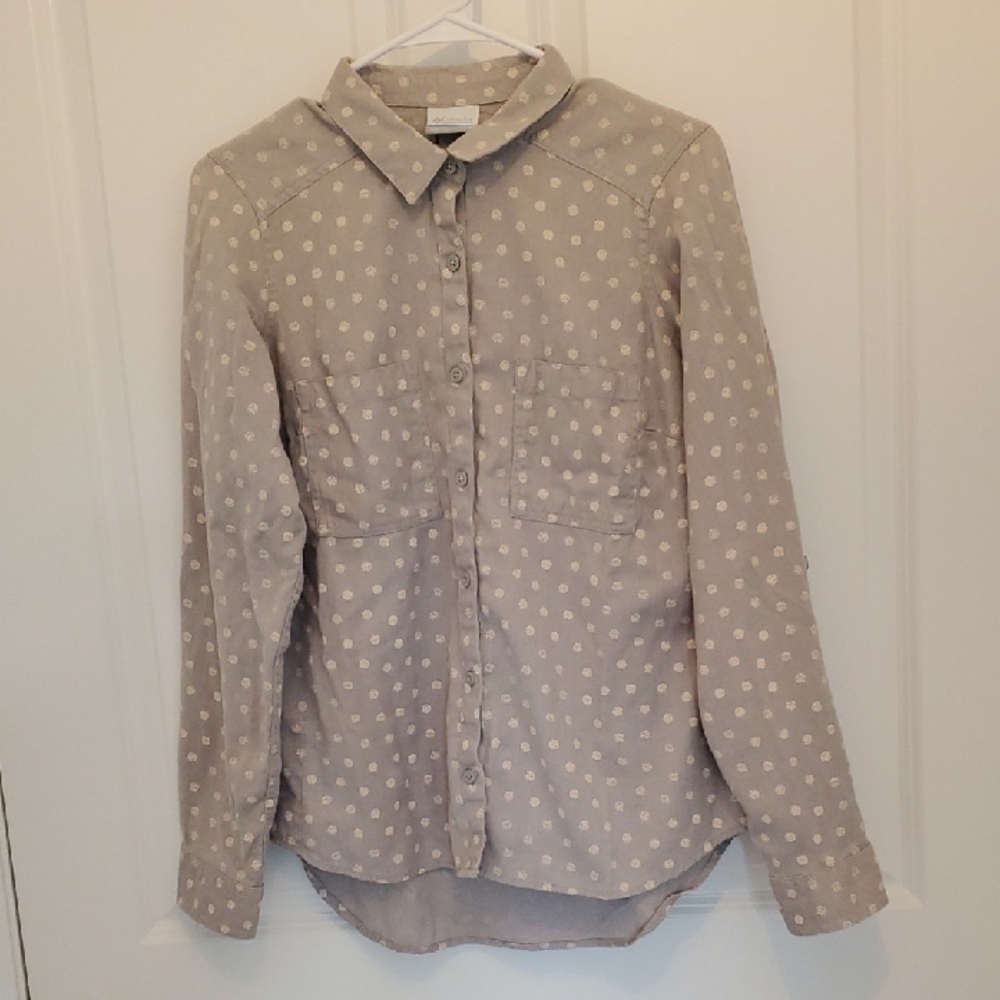 "Columbia" Long Sleeve Blouse Gray & Beige Size M